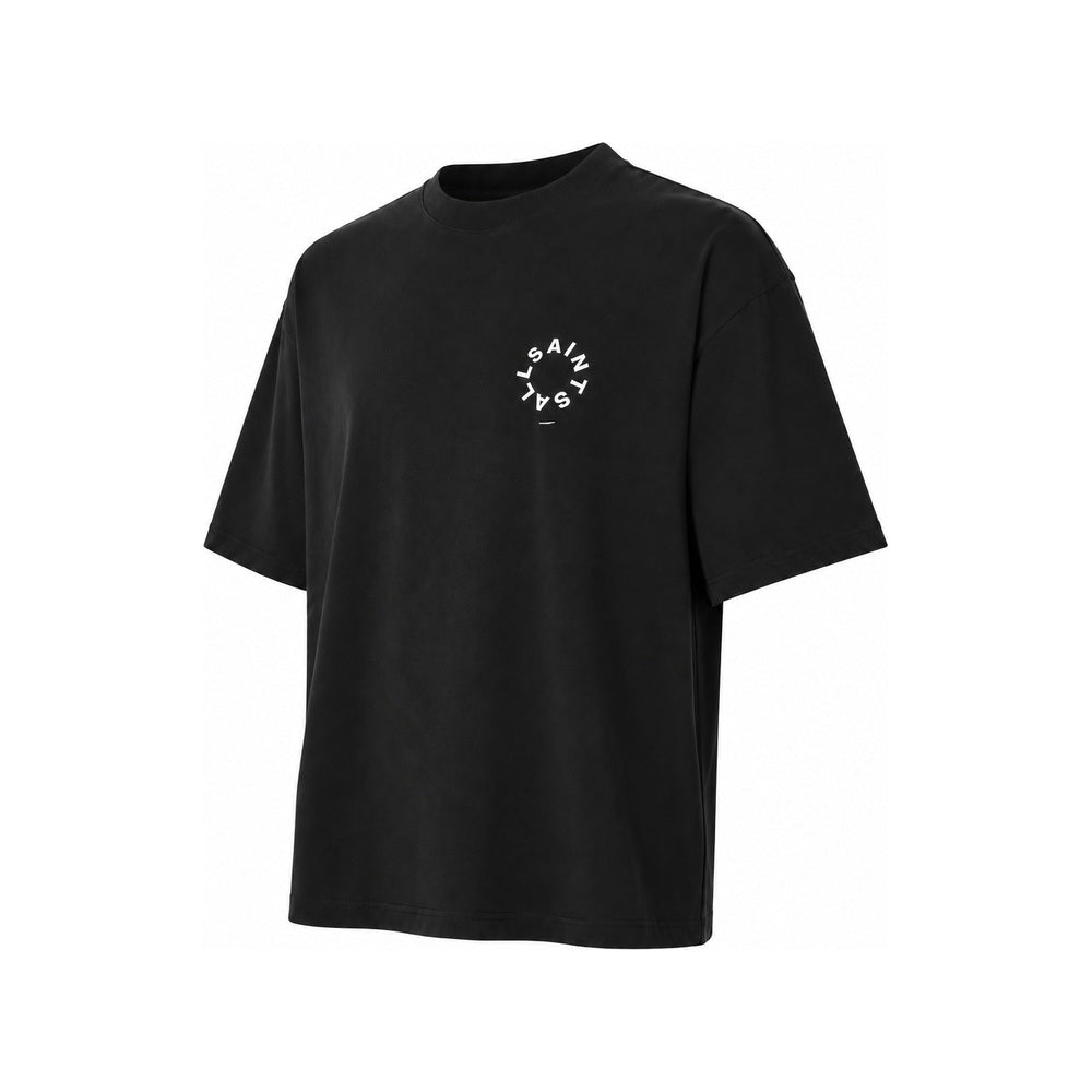 AllSaints Tierra Oversized Crew Neck t-Shirt in Jet Black