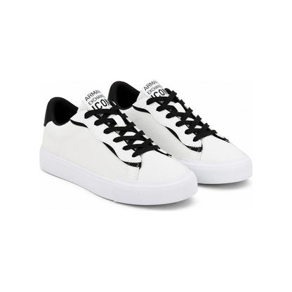 Armani Exchange Icon Low-Top Canvas Sneakers in White and Black