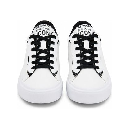 Armani Exchange Icon Low-Top Canvas Sneakers in White and Black