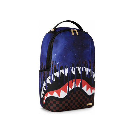 Sprayground Check Shark Mouth Backpack In Blue & Brown