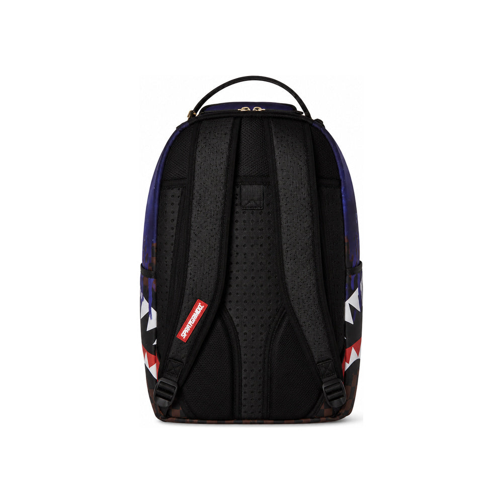 Sprayground Check Shark Mouth Backpack In Blue & Brown