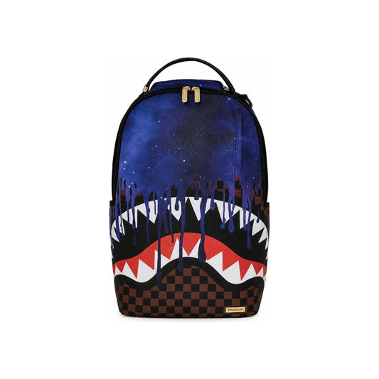 Sprayground Check Shark Mouth Backpack In Blue & Brown