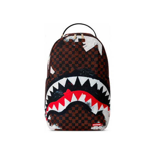 Sprayground Check Shark Mouth Backpack In Brown