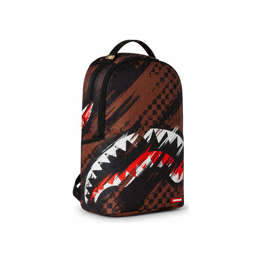 Sprayground Mini Check Shark Mouth Backpack In Brown