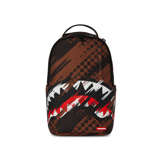 Sprayground Mini Check Shark Mouth Backpack In Brown