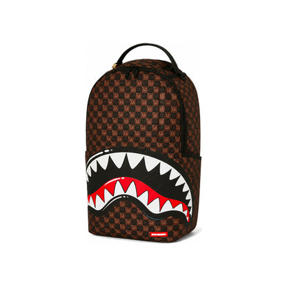 Sprayground Check Shark Mouth Backpack In Brown & Red