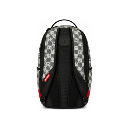 Sprayground Check Shark Mouth Backpack In Grey & Red
