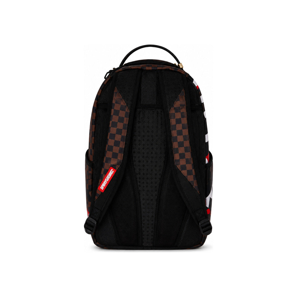 Sprayground Striped Check Shark Mouth Backpack In Brown