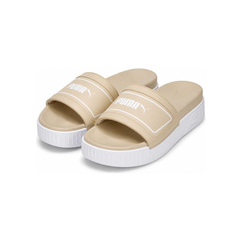 Puma Karmen Platform Slide Sandals In Beige