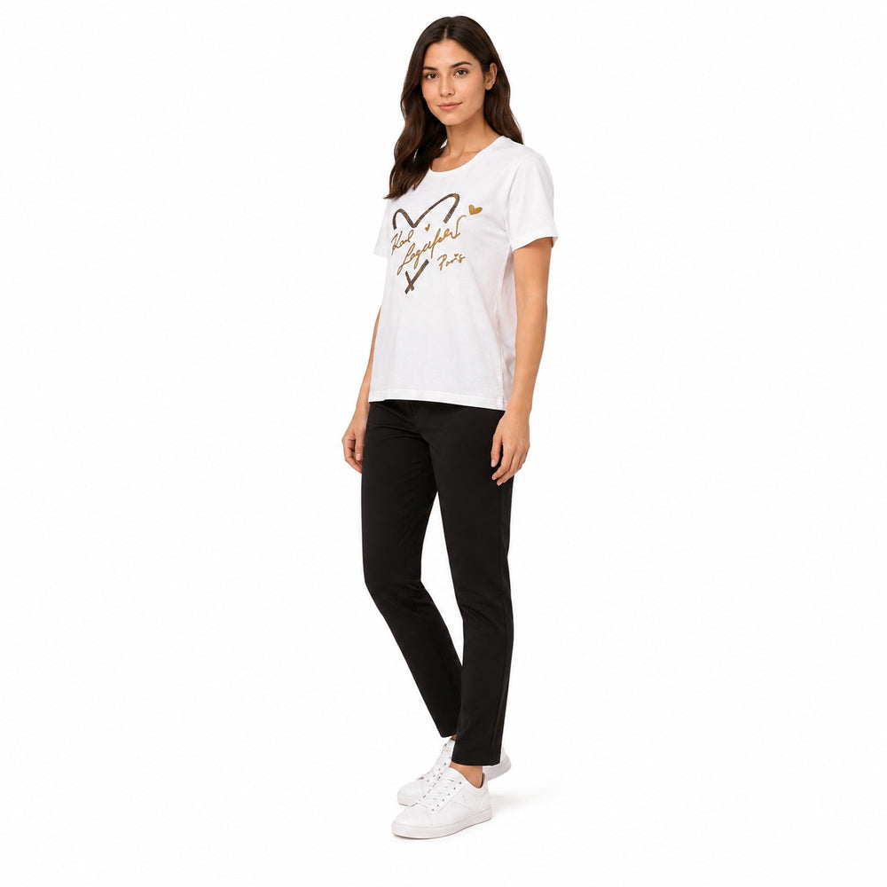 Karl Lagerfeld Paris Signature Sequins T-Shirt In White