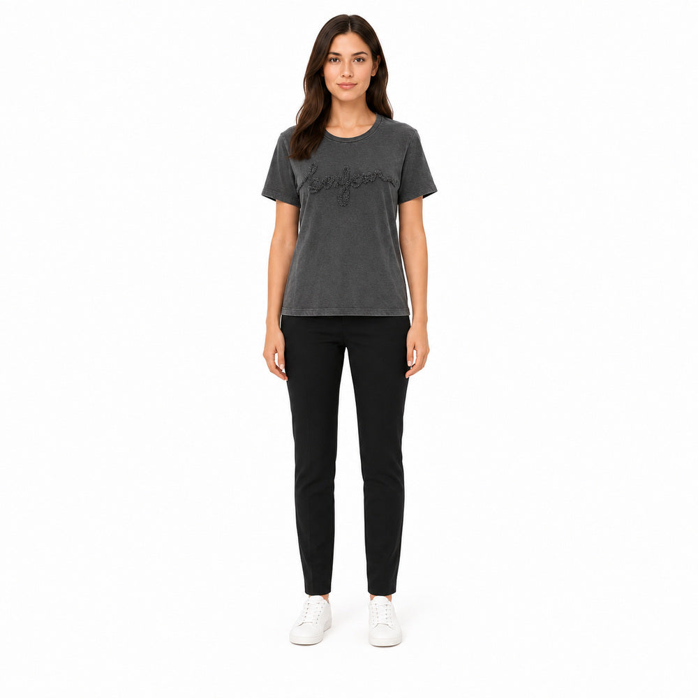 Karl Lagerfeld Signature Boucle T-Shirt In Dark Gray
