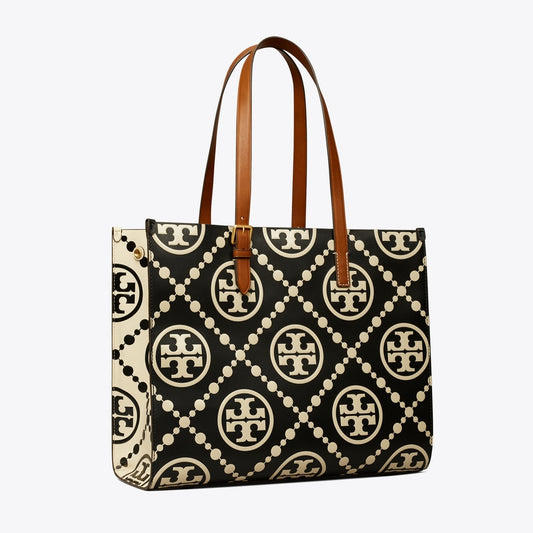 T MONOGRAM CONTRAST EMBOSSED TOTE TORY BURCH LARGE