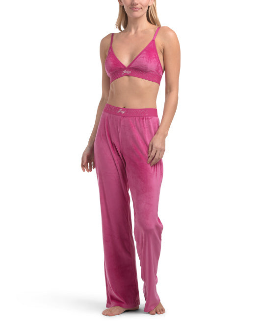 JUICY COUTURE 3pc Velvet Fleece Pj Set With Bralette size XL