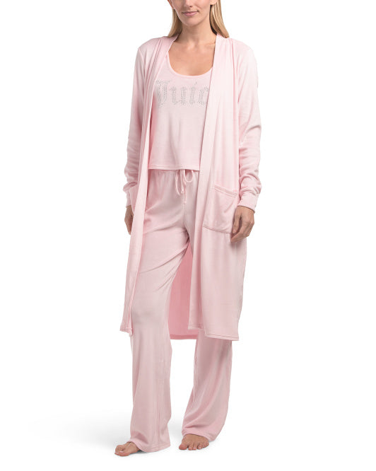 JUICY COUTURE 3pc Velvet Fleece Tank Top Duster And Pants Set