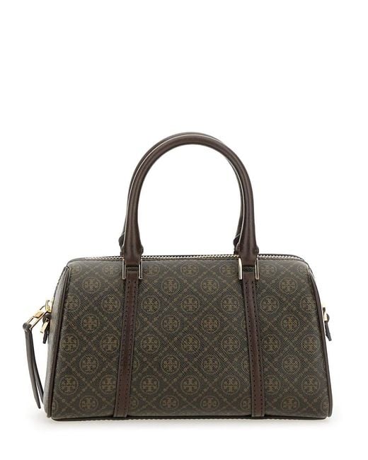 T MONOGRAM COATED CANVAS PETITE BARREL BAG TORY BURCH