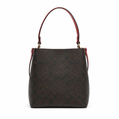 Coach Mini Town Bucket Bag In Brown Signature Canvas